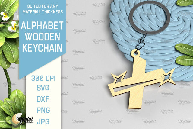 Lasercut Alphabet X Letter Keychain SVG. Wooden Keychain SVG SVG Evgenyia Guschina 
