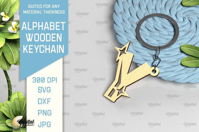 Lasercut Alphabet Y Letter Keychain SVG. Wooden Keychain SVG SVG Evgenyia Guschina 
