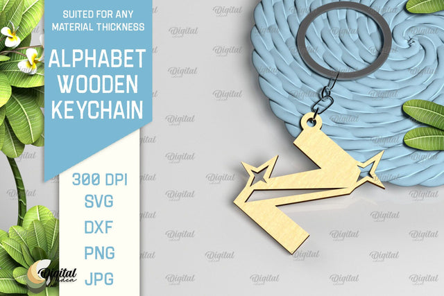 Lasercut Alphabet Z Letter Keychain SVG. Wooden Keychain SVG SVG Evgenyia Guschina 