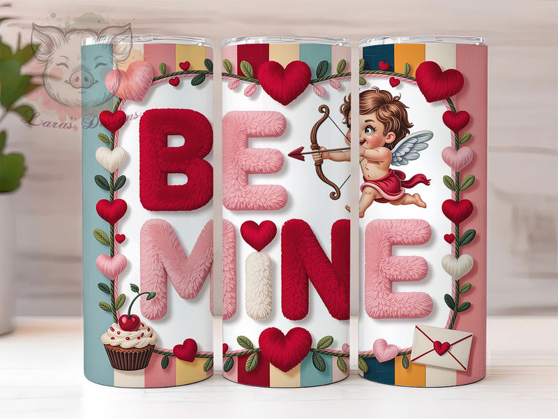 Latch Hook Coquette Valentine Tumbler, Coquette Bow Wrap, Be Mine Love Cup, 20oz Sublimation Wrap, Stylish Valentine Design Tumbler, Artistic Yarn Heart Cup, Whimsical Coquette Valentine Theme Wrap Sublimation Lara' s Designs 
