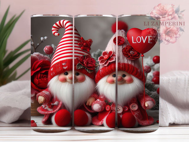 Latch Hook Yarn Gnome Tumbler, Valentine Gnome Wrap, Cute Yarn Gnome Cup, 20oz Sublimation Wrap, Stylish Valentine Design Tumbler, Artistic Gnome Heart Cup, Whimsical Yarn Valentine Theme Wrap Sublimation Li Zamperini 