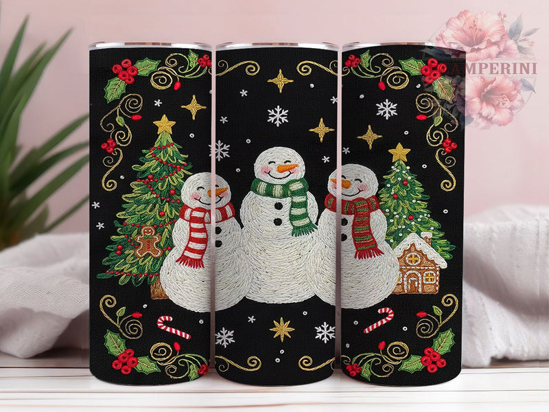 Latch Hook Yarn Snowman Christmas Tumbler, Christmas Snowman Sublimation Design, Festive Holiday Cup Art, 20oz Xmas Tumbler, Whimsical Snowman Mug, Stylish Christmas Cup, Cozy Holiday Wrap Sublimation Li Zamperini 
