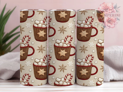 Latch Yarn Knit Christmas Tumbler, Holiday Cookie Wrap, Candy Cane Sublimation Design, Winter Snowflake Cup, Cozy Cocoa Mug Wrap, 20Oz Skinny Tumbler Wrap, Handmade Holiday Knit Design Sublimation Li Zamperini 
