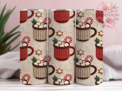 Latch Yarn Knit Christmas Tumbler, Holiday Cookie Wrap, Candy Cane Sublimation Design, Winter Snowflake Cup, Cozy Cocoa Mug Wrap, 20Oz Skinny Tumbler Wrap, Handmade Holiday Knit Design Sublimation Li Zamperini 