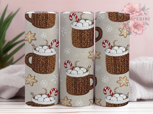 Latch Yarn Knit Christmas Tumbler, Holiday Cookie Wrap, Candy Cane Sublimation Design, Winter Snowflake Cup, Cozy Cocoa Mug Wrap, 20Oz Skinny Tumbler Wrap, Handmade Holiday Knit Design Sublimation Li Zamperini 