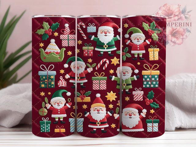 Latch Yarn Santa Elf Tumbler, Latch Yarn Knit Wrap, Holiday Candy Cane Sublimation Design, Festive Elf Cup, 20Oz Skinny Tumbler Wrap, Cozy Knit Christmas Mug, Handmade Holiday Design Sublimation Li Zamperini 