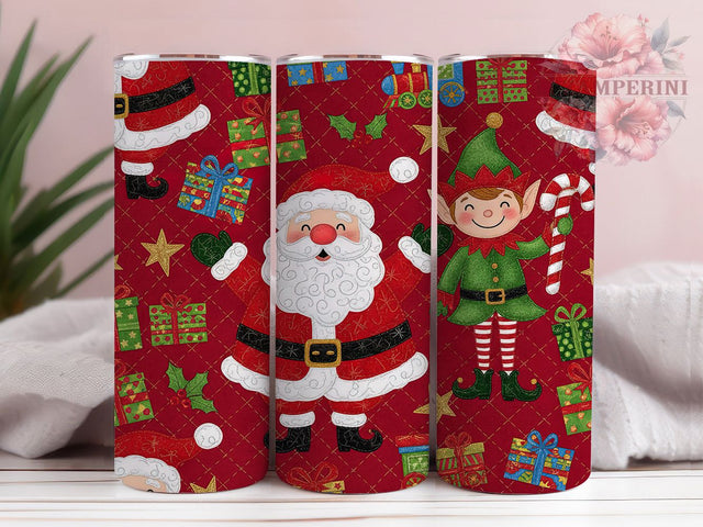 Latch Yarn Santa Elf Tumbler, Latch Yarn Knit Wrap, Holiday Candy Cane Sublimation Design, Festive Elf Cup, 20Oz Skinny Tumbler Wrap, Cozy Knit Christmas Mug, Handmade Holiday Design Sublimation Li Zamperini 