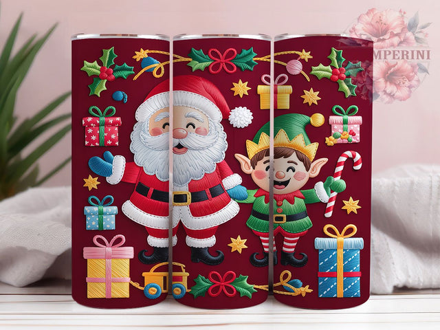 Latch Yarn Santa Elf Tumbler, Latch Yarn Knit Wrap, Holiday Candy Cane Sublimation Design, Festive Elf Cup, 20Oz Skinny Tumbler Wrap, Cozy Knit Christmas Mug, Handmade Holiday Design Sublimation Li Zamperini 