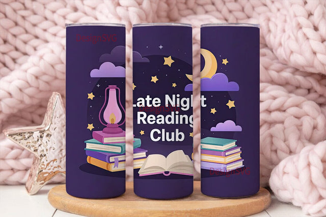 Late Night Reading Club 20oz Tumbler Sublimation DesignSVG 