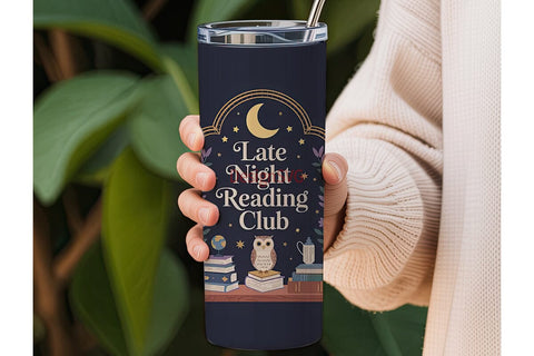 Late Night Reading Club 20oz Tumbler Sublimation DesignSVG 