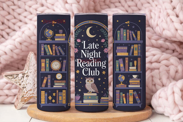 Late Night Reading Club 20oz Tumbler Sublimation DesignSVG 