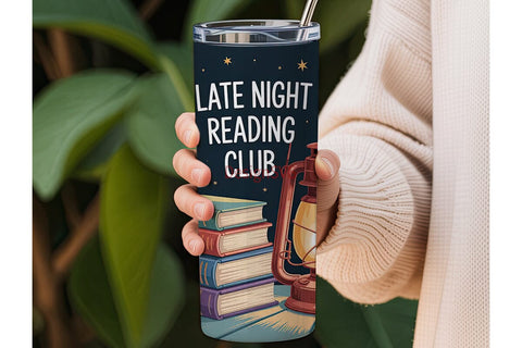 Late Night Reading Club 20oz Tumbler Sublimation DesignSVG 