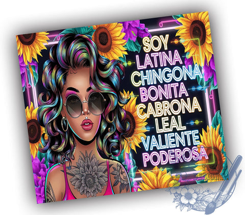 Latina Girl, Chingona, Empowerment, Tumbler Wrap, 20oz Tumbler, Inspirational Gift, Digital Download Sublimation ToriDesigns 
