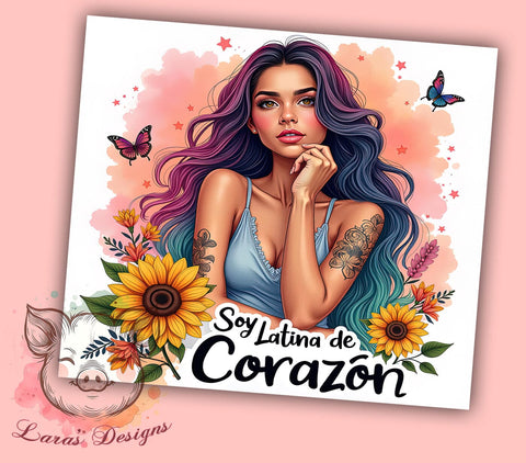 Latina Tumblers, Sunflower Girl, Sarcastic Affirmations, 20oz Tumbler Wrap, PNG Download, Inspirational Gifts, Digital Sublimation Sublimation Lara' s Designs 