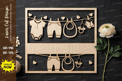 Laundry Room Hanging Clothes SVG Laser Cut Design | Home Decor Organizer Pattern SVG Regulrcrative 