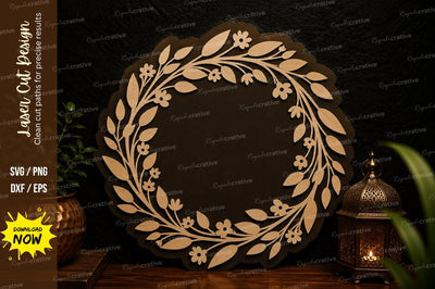Laurel Wreath Circle Laser Cut Svg Design SVG Regulrcrative 