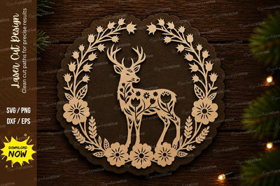 Laurel Wreath Circle Laser Cut Svg Design SVG Regulrcrative 