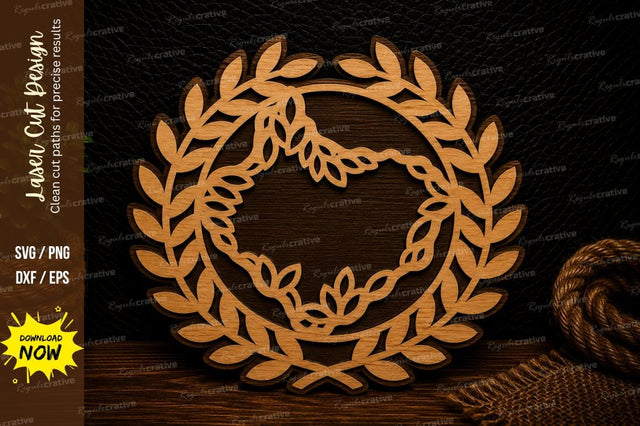 Laurel Wreath Circle Laser Cut Svg Design SVG Regulrcrative 