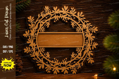 Laurel Wreath Nameplate Laser Cut Svg Design SVG Regulrcrative 