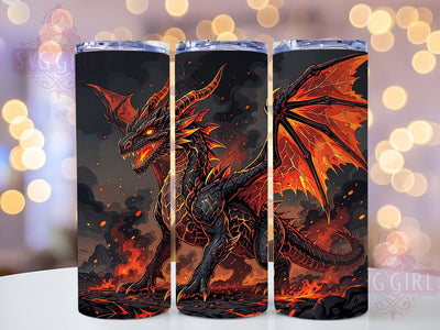 Lava Fire Dragon 20oz Tumbler, Dragon Design, Lava Theme, Fire Element, Fantasy Motif, Mystical Style, 20oz Wrap, Sublimation Tumbler Sublimation SvggirlplusArt 