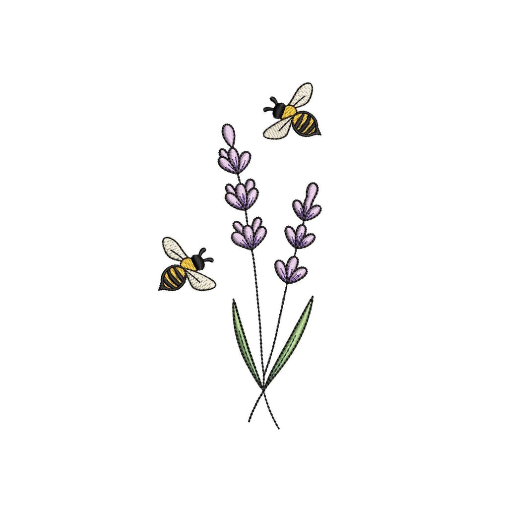 Lavender and Bees Machine Embroidery Design, 5 sizes, Instant Download ...