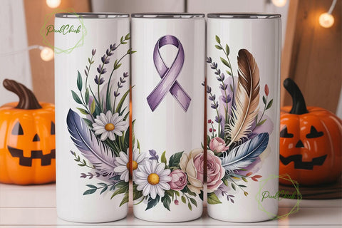 Lavender Awareness Ribbon Tumbler Wrap Sublimation PixelChick 