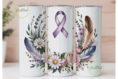 Lavender Awareness Ribbon Tumbler Wrap Sublimation PixelChick 