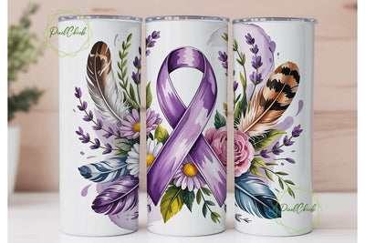 Lavender Awareness Ribbon Tumbler Wrap Sublimation PixelChick 