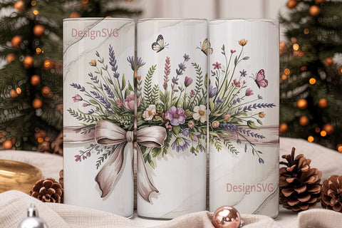 Lavender Bow & Butterfly 20oz Tumbler Sublimation DesignSVG 