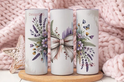 Lavender Bow & Butterfly 20oz Tumbler Sublimation DesignSVG 