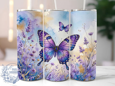 Lavender Butterfly 20oz Tumbler, Lavender Butterfly, Butterfly Tumbler, Lavender Tumbler, 20oz Tumbler, Floral Butterfly, Cute Butterfly, Tumbler Wrap Sublimation ToriDesigns 