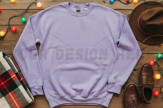 Lavender crew neck sweatshirt Mock Up Photo Designangry 