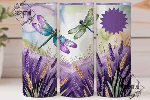 Lavender Dragonfly 20oz Tumbler Wrap Sublimation sassyprint 