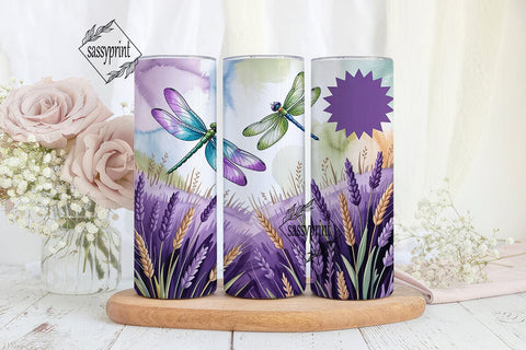 Lavender Dragonfly 20oz Tumbler Wrap Sublimation sassyprint 