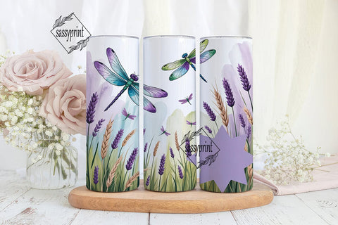Lavender Dragonfly 20oz Tumbler Wrap Sublimation sassyprint 