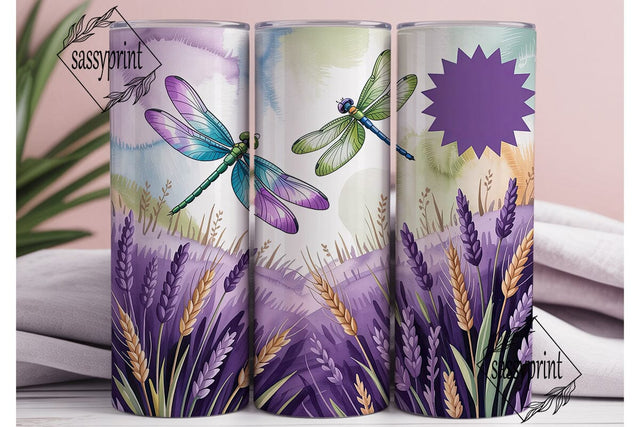 Lavender Dragonfly 20oz Tumbler Wrap Sublimation sassyprint 