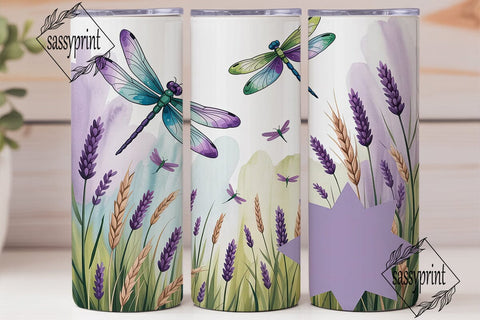 Lavender Dragonfly 20oz Tumbler Wrap Sublimation sassyprint 