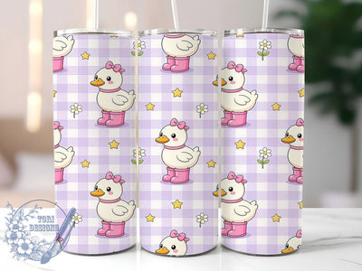 Lavender Duck Daisy 20oz Tumbler Wrap, Lavender Theme, Duck Motif, Daisy Flower, Whimsical Style, Spring Charm, Skinny Tumbler, Sublimation PNG Sublimation ToriDesigns 