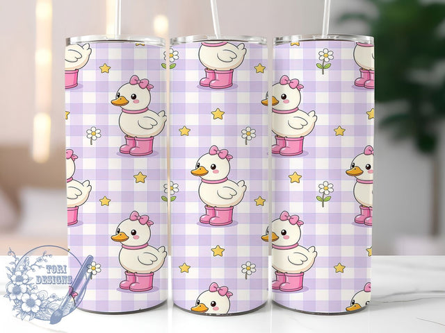 Lavender Duck Daisy 20oz Tumbler Wrap, Lavender Theme, Duck Motif, Daisy Flower, Whimsical Style, Spring Charm, Skinny Tumbler, Sublimation PNG Sublimation ToriDesigns 