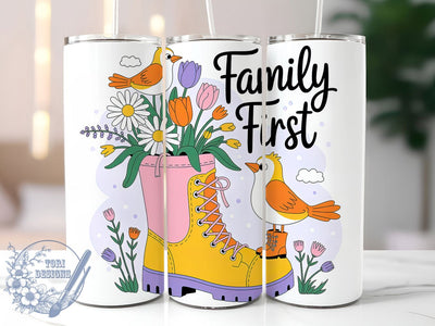 Lavender Family First 20oz Tumbler, Family Gift, Sublimation Wrap, Floral Mug, 20oz Tumbler Design, Family First Quote, Spring Theme Sublimation ToriDesigns 