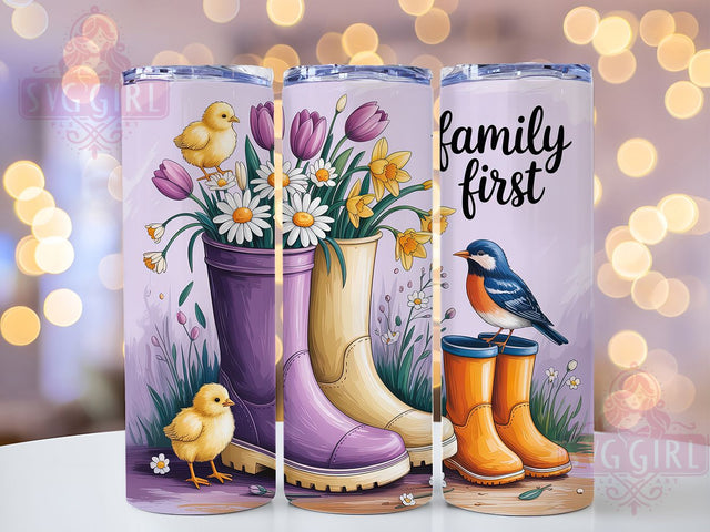 Lavender Family First 20oz Tumbler, Family Gift, Sublimation Wrap, Floral Mug, 20oz Tumbler Design, Family First Quote, Spring Theme Sublimation ToriDesigns 