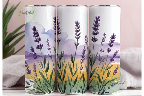 Lavender Field 20oz Tumbler Wrap Sublimation PixelChick 