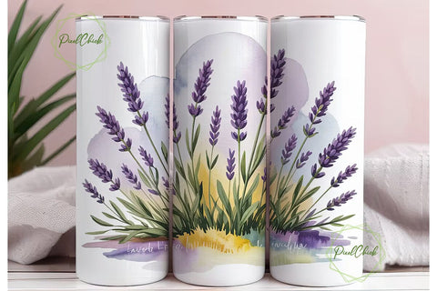 Lavender Field 20oz Tumbler Wrap Sublimation PixelChick 