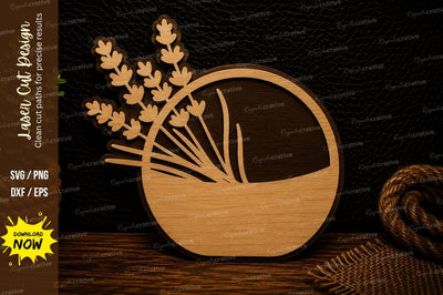 Lavender Floral Circle Laser Cut Svg Design SVG Regulrcrative 