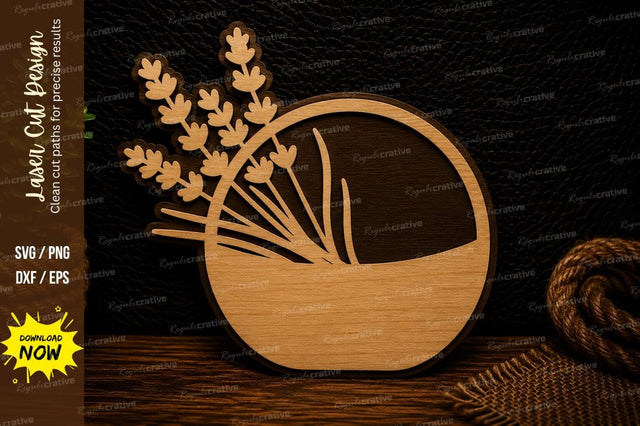 Lavender Floral Circle Laser Cut Svg Design SVG Regulrcrative 