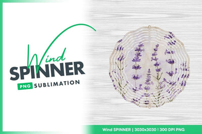 Lavender floral watercolor round wind spinner design Sublimation Regulrcrative 
