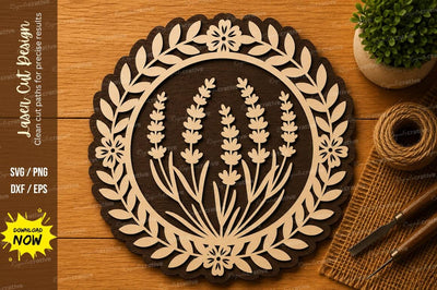 Lavender Floral Wreath Laser Cut SVG File SVG Regulrcrative 