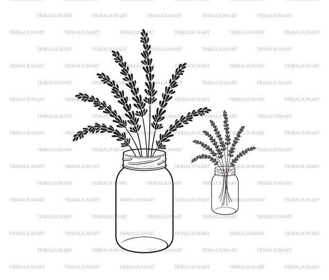 Lavender flower bouquet in a glass jar SVG TribaliumArtSF 