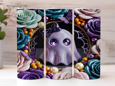 Lavender Ghost Floral Filigree 20oz Tumbler, Ghost Filigree, Lavender Style, Floral Theme, Sublimation Wrap, 20oz Tumbler, Elegant Aesthetic, Haunted Design Sublimation Lara' s Designs 