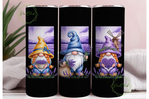 Lavender Gnomes 20oz Tumbler Wrap Sublimation PixelChick 